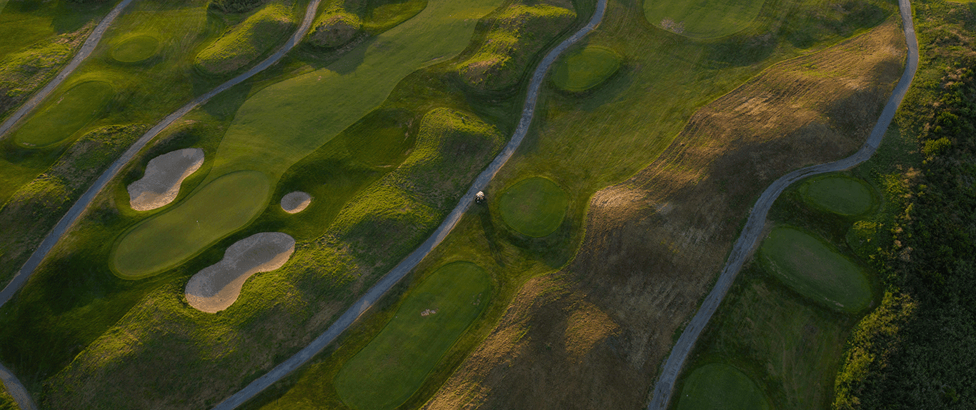 Aerial images of a golf course.